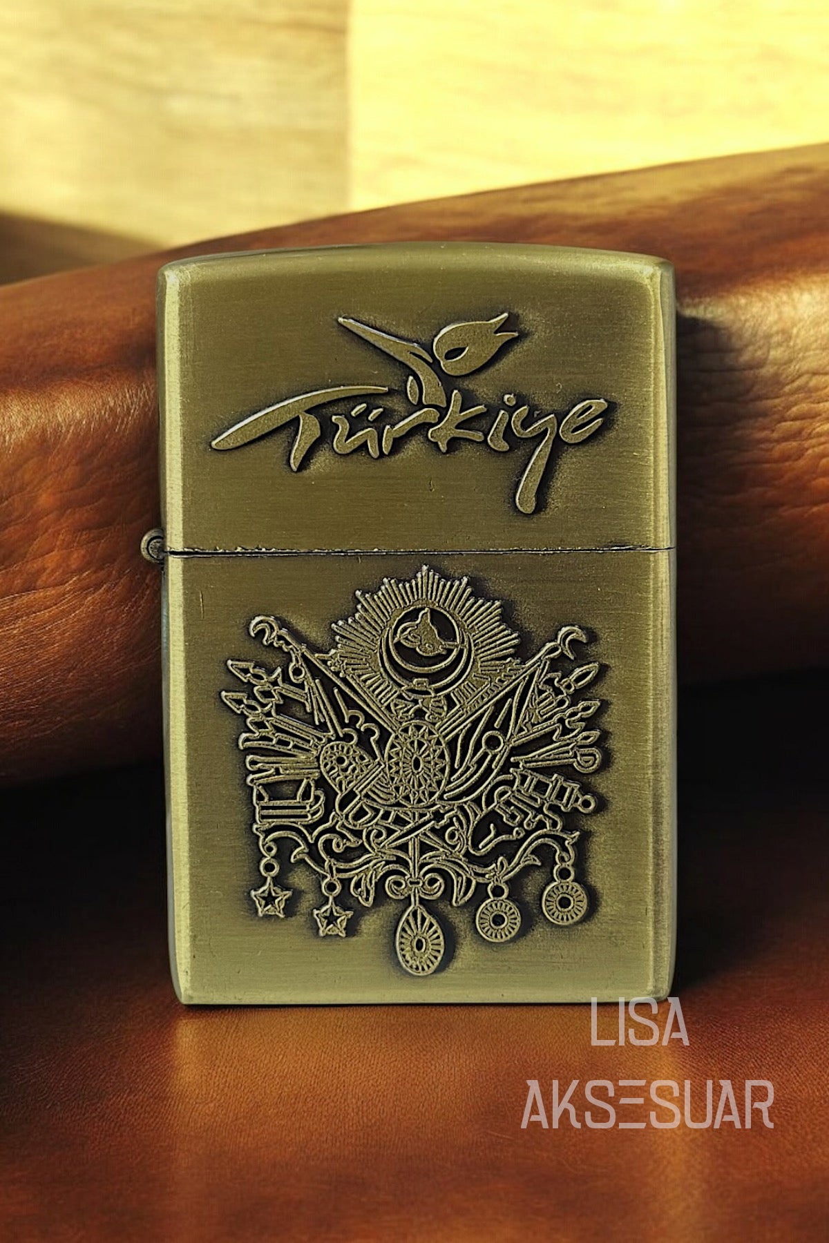 3D Kabartmalı Osmanlı Tuğralı Desenli Zippo Çakmak